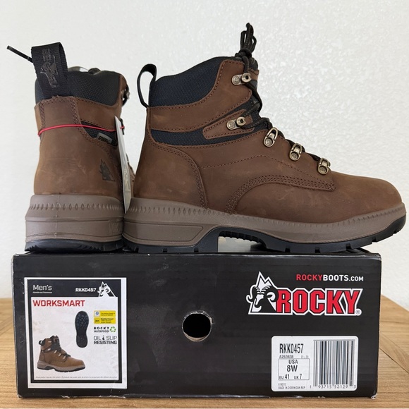 Rocky Worksmart 6” Waterproof Leather Composite Toe Work Boots size 8 W main image 4